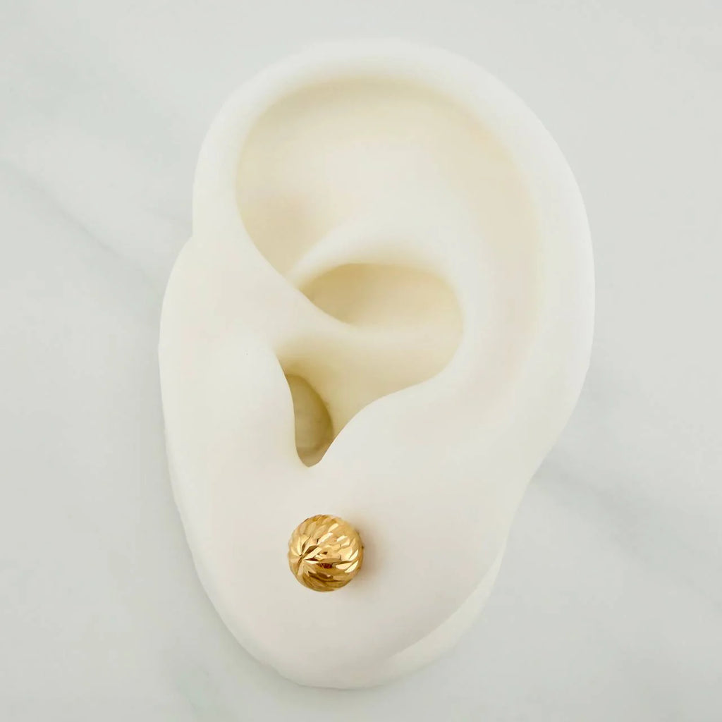 Topo balin diamantado oro amarillo 18k l 6mm l 0,79g
