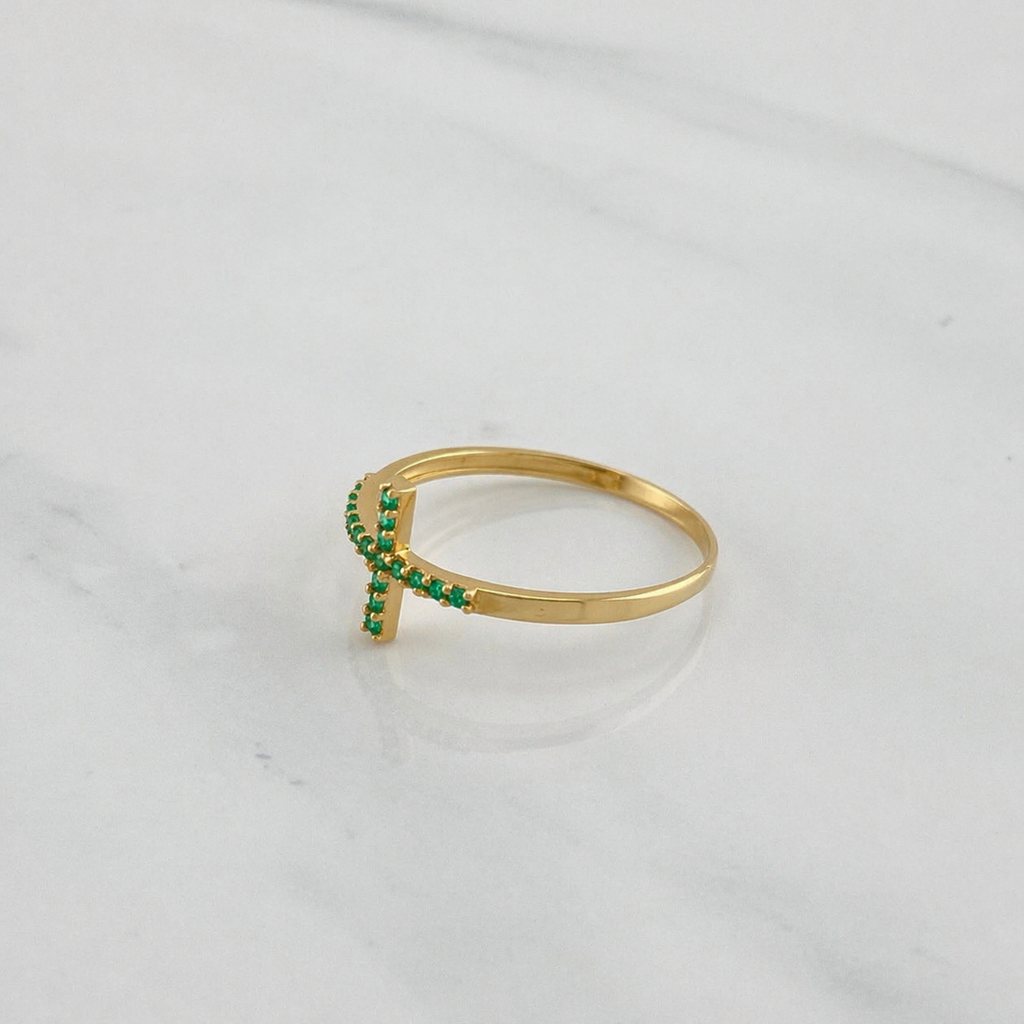 Anillo cruz oro amarillo 18k l Talla 6 1/2 l 1,2 gr