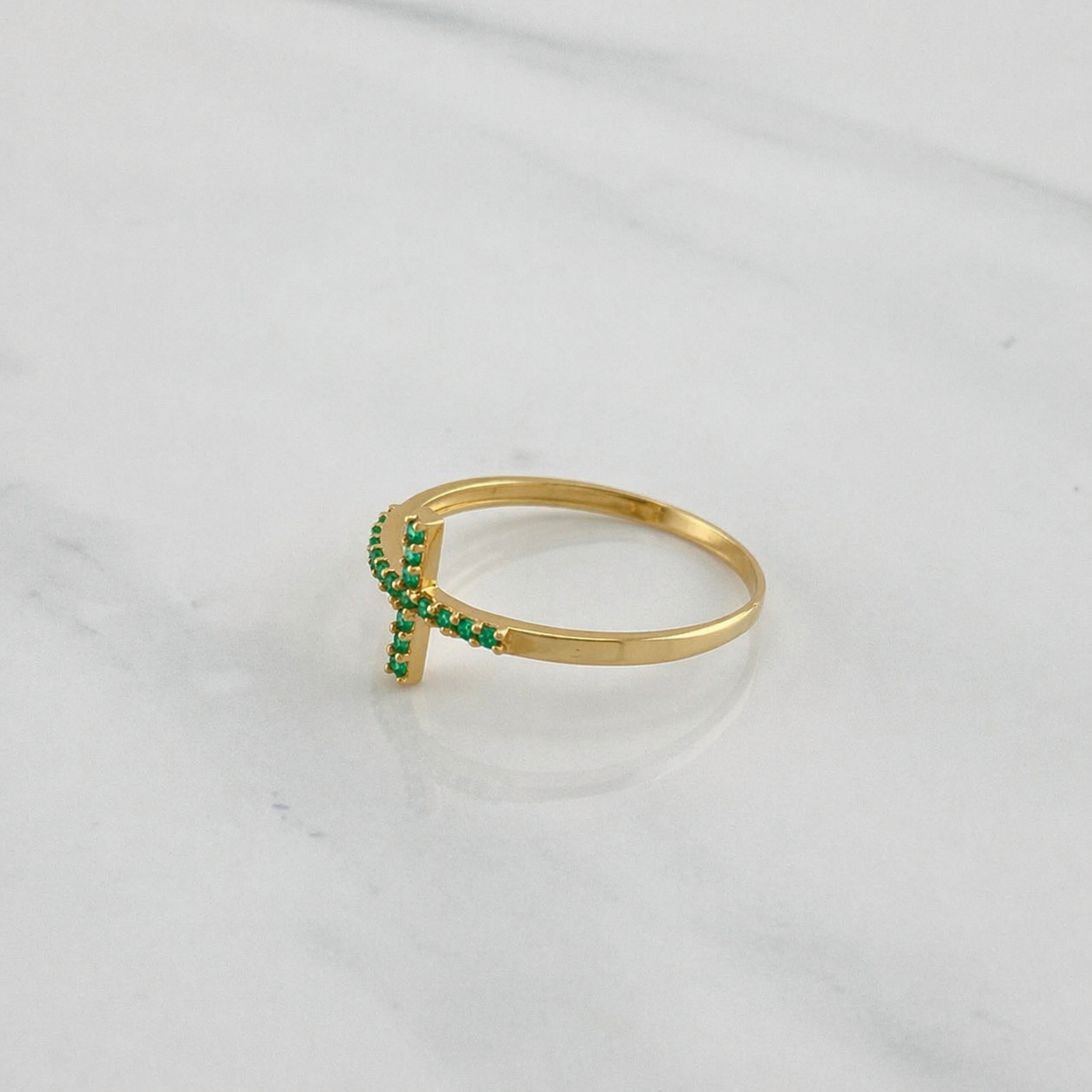 Anillo cruz oro amarillo 18k l Talla 6 1/2 l 1,2 gr