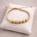 Pulsera tejido dorado 6 und balin diamantado 7 mm