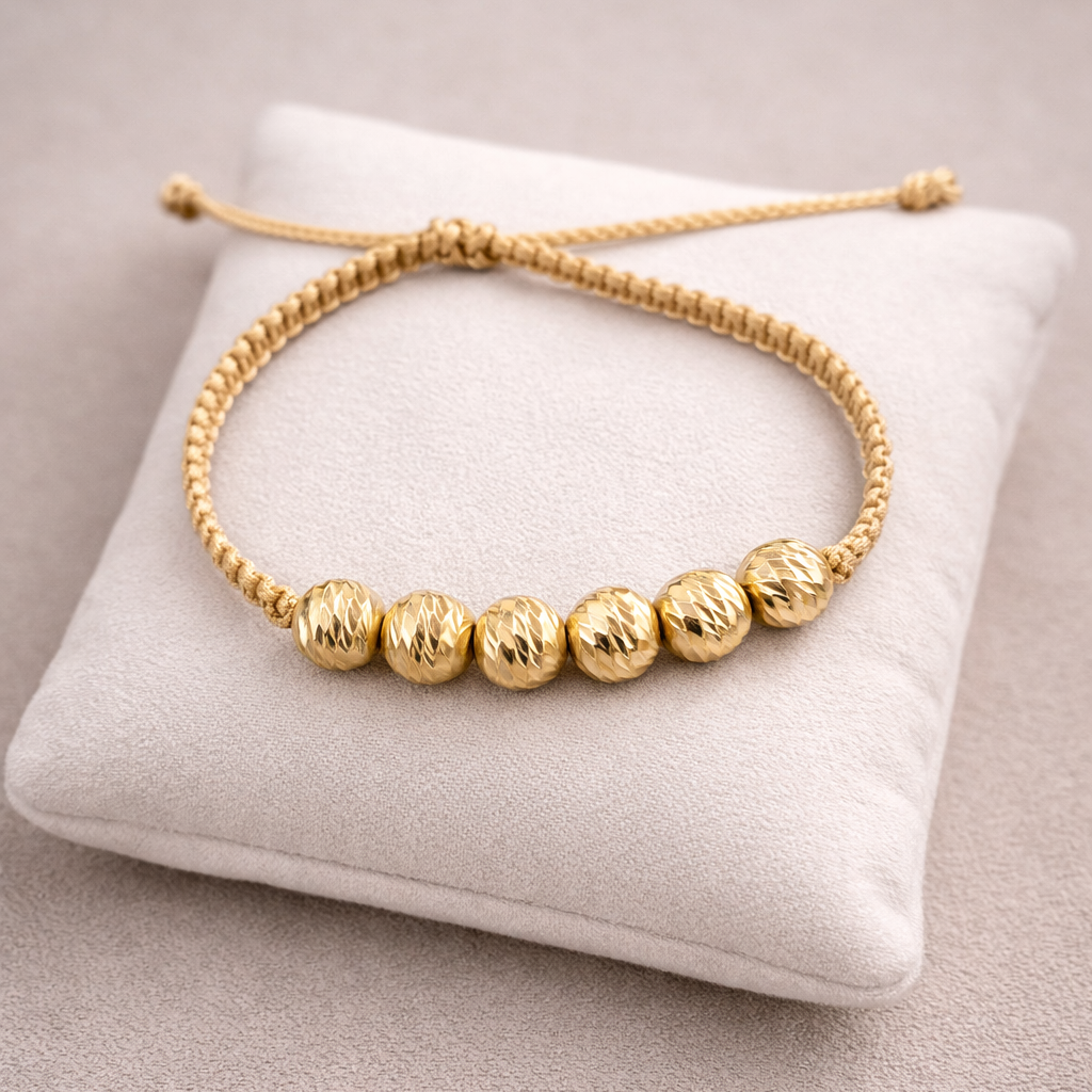 Pulsera tejido dorado 6 und balin diamantado 7 mm