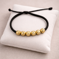 Pulsera tejido negro 6 und balin diamantado 7 mm