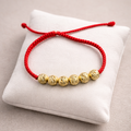 Pulsera tejido rojo 6 und balin diamantado 7 mm