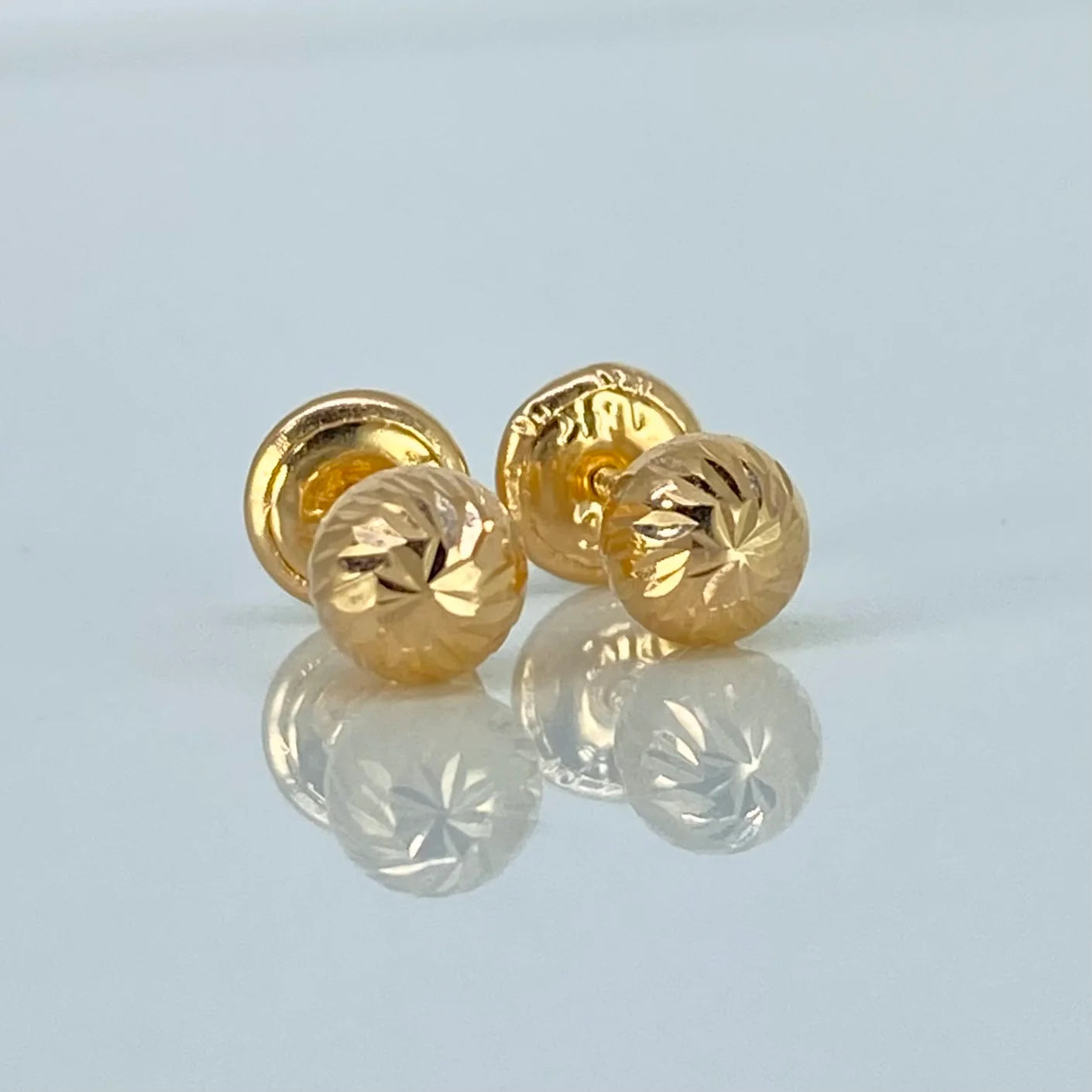 Topo balin diamantado oro amarillo 18k l 6mm l 0,79g