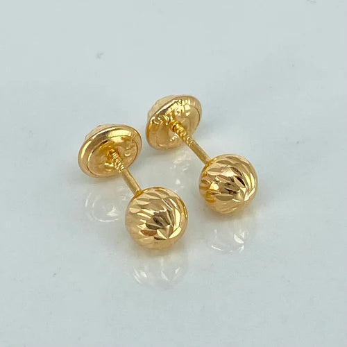 Topo balin diamantado oro amarillo 18k l 6mm l 0,79g