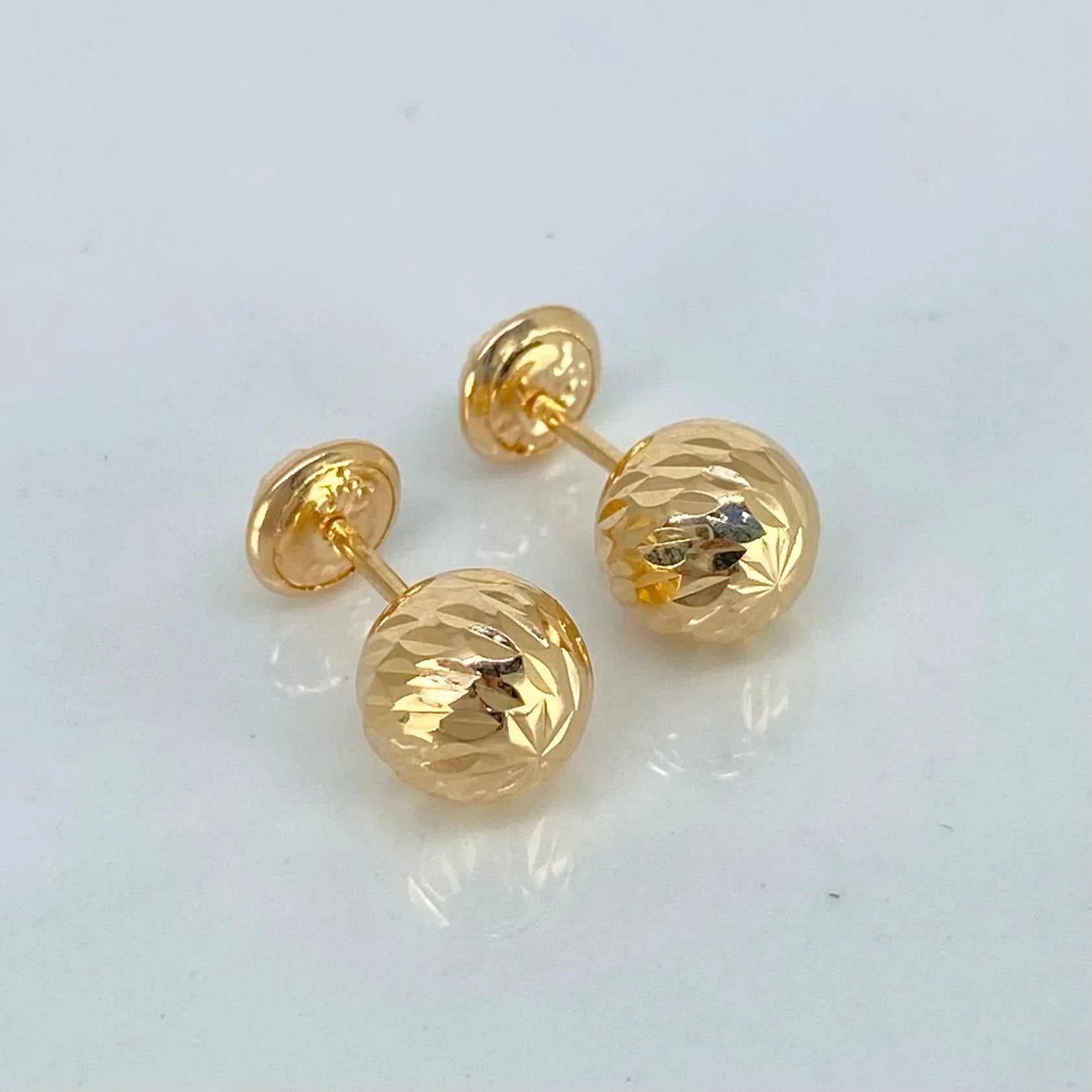 Topo balin diamantado oro amarillo 18k l 8mm l 1,13g