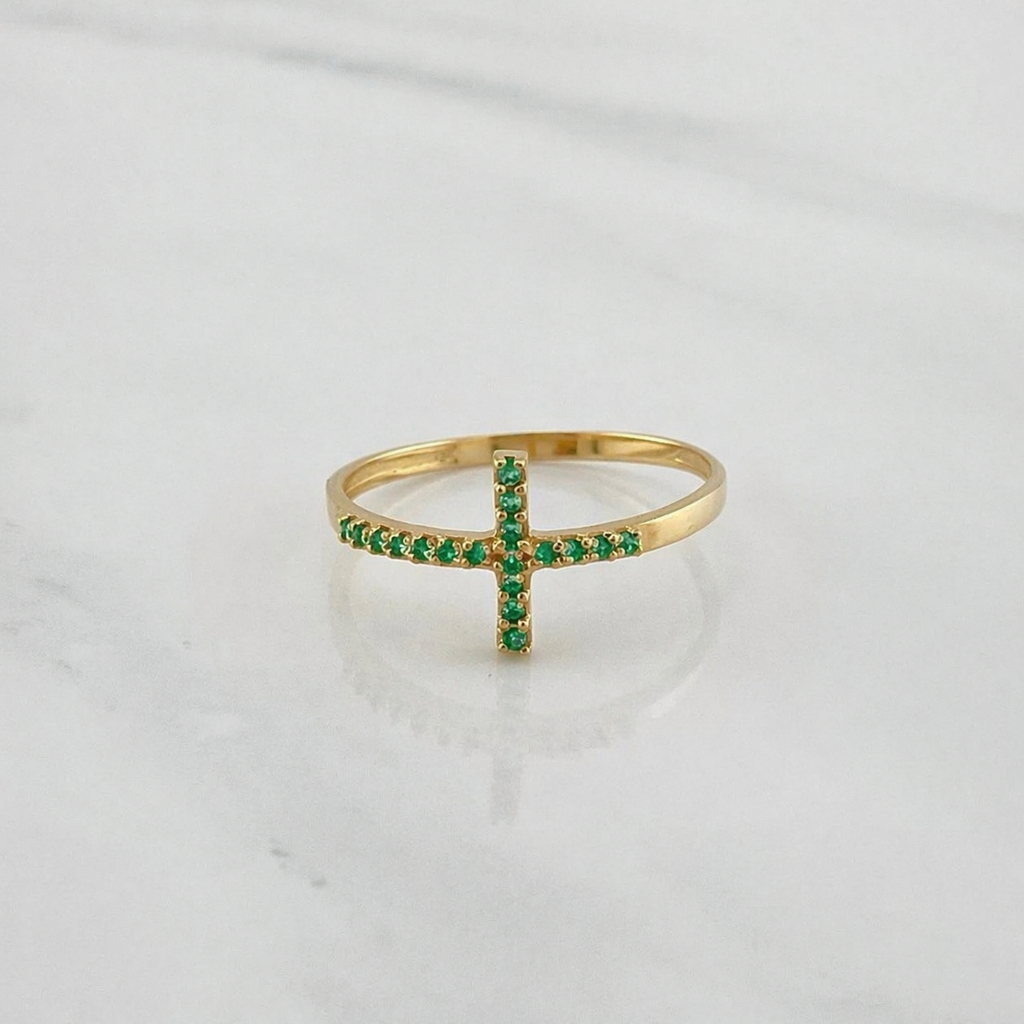 Anillo cruz oro amarillo 18k l Talla 6 1/2 l 1,2 gr