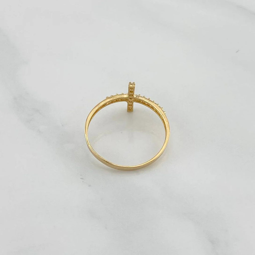 Anillo cruz oro amarillo 18k l Talla 6 1/2 l 1,2 gr