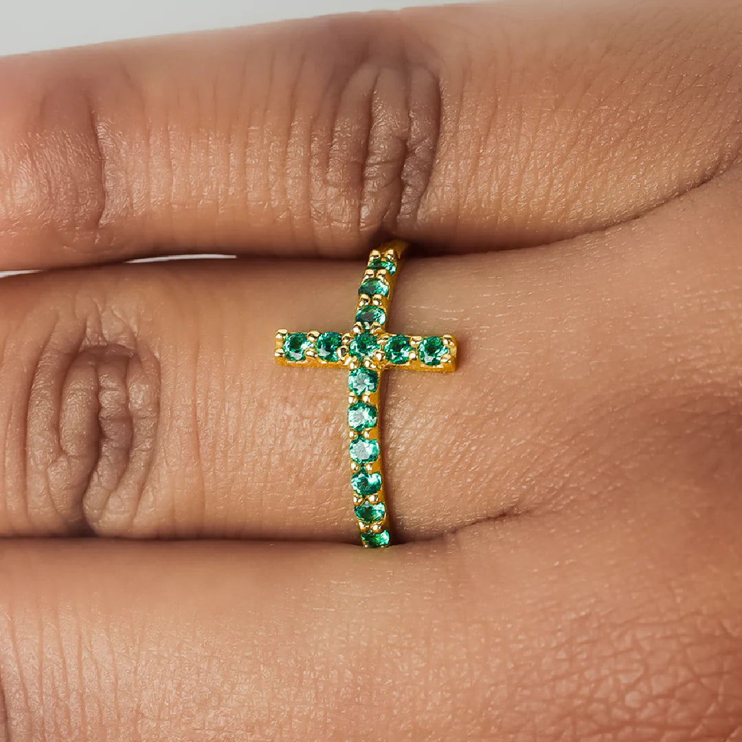 Anillo cruz oro amarillo 18k l Talla 6 1/2 l 1,2 gr