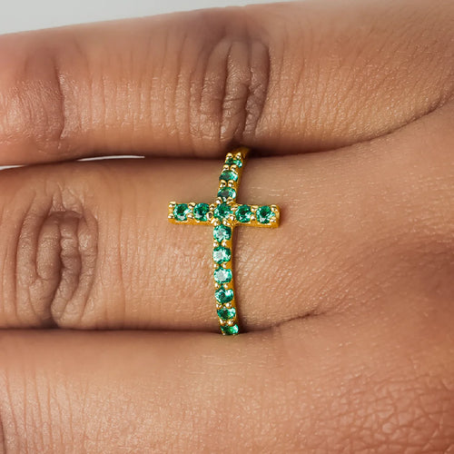 Anillo cruz oro amarillo 18k l Talla 6 1/2 l 1,2 gr