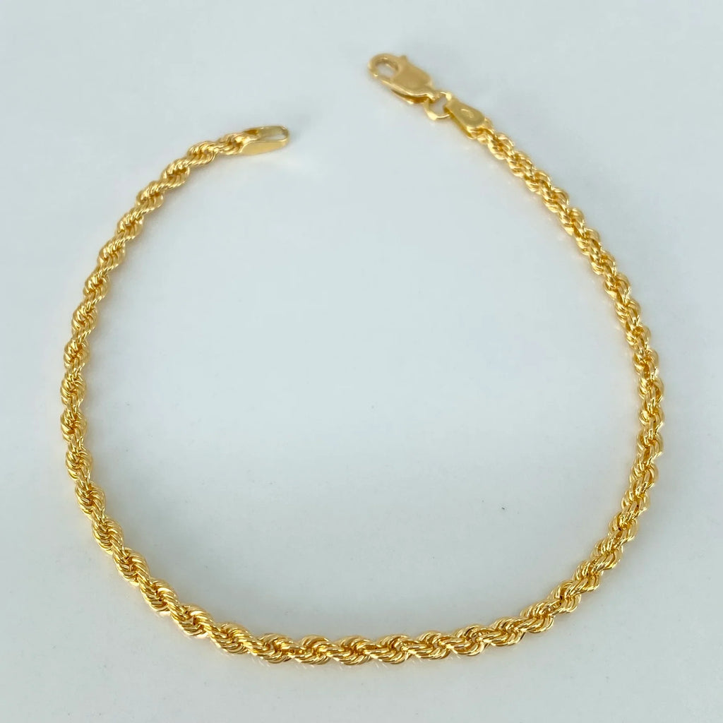 Pulso tejido lazo oro amarillo 18k l 21 cm l 2 gramos