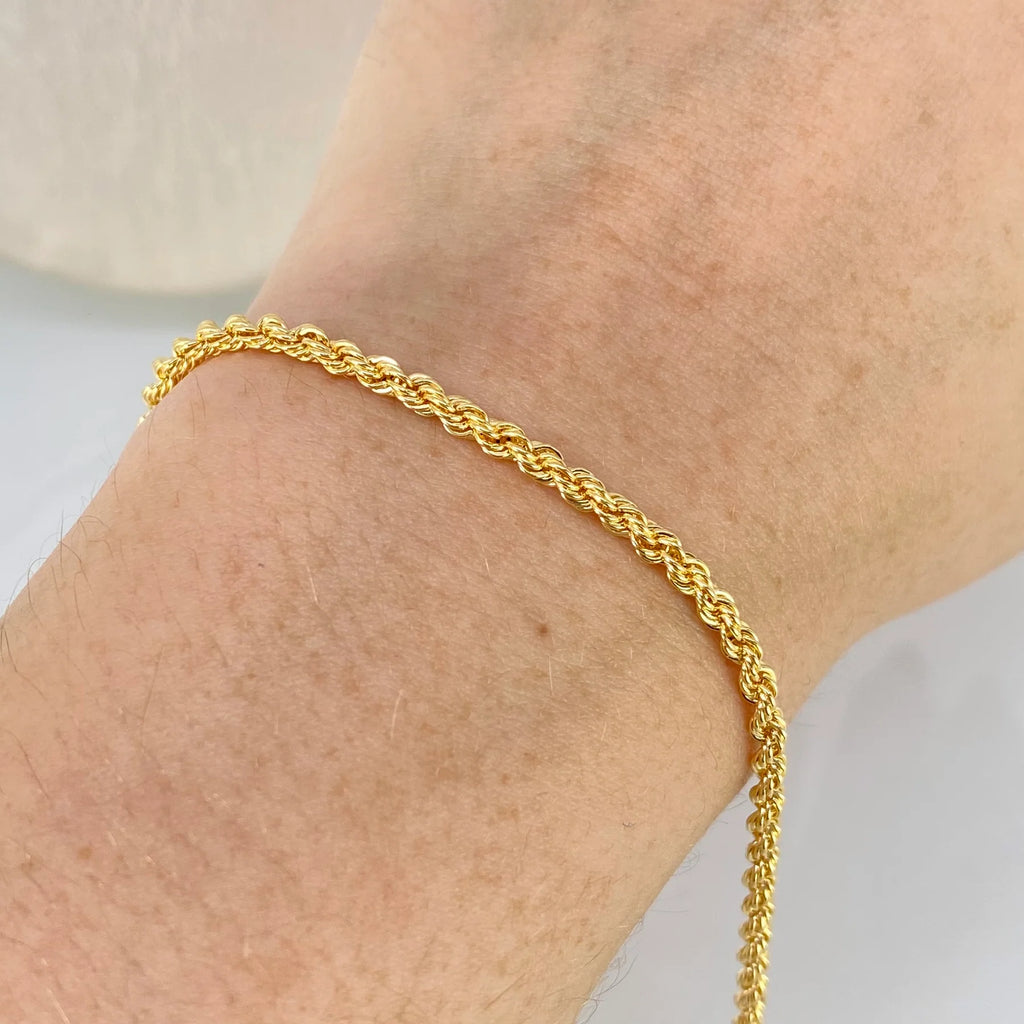 Pulso tejido lazo oro amarillo 18k l 21 cm l 2 gramos