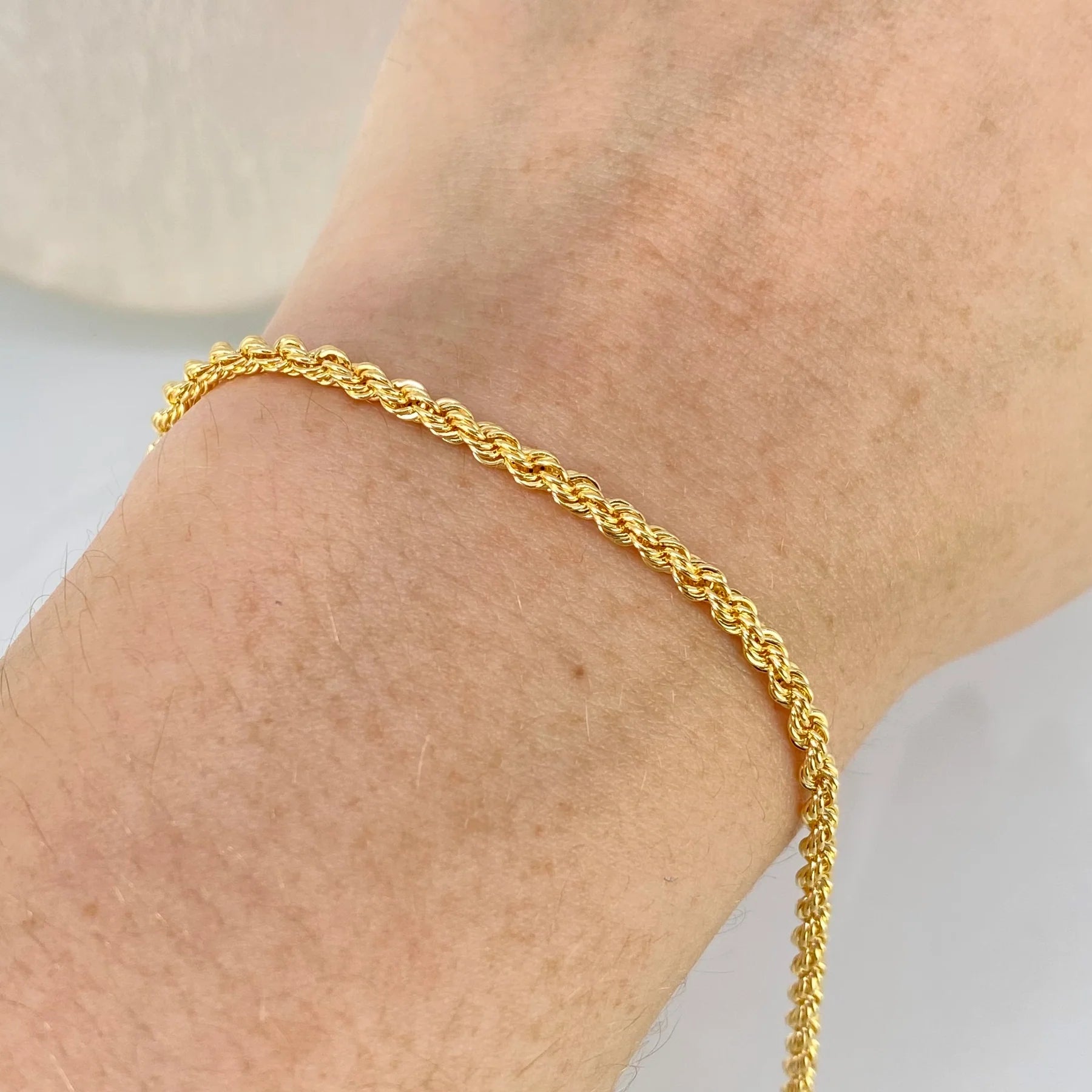 Pulso tejido lazo oro amarillo 18k l 21 cm l 2 gramos